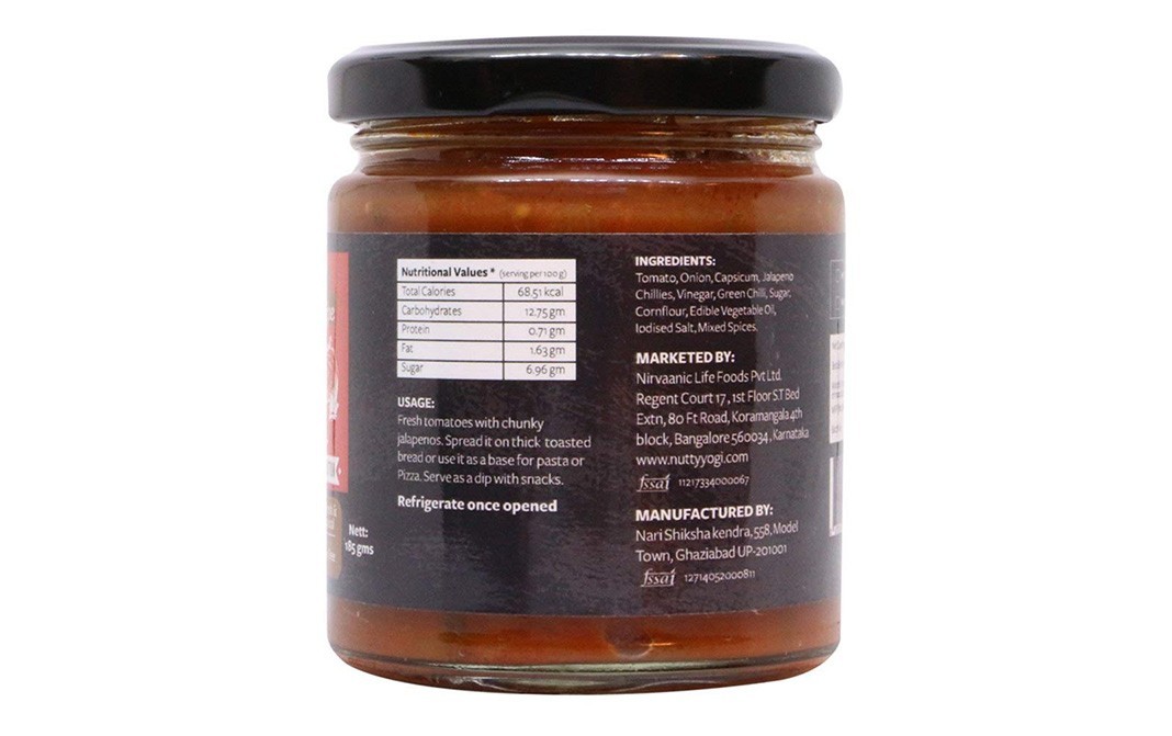 Nutty Yogi Onion Jalapeno Bruschetta Topping   Glass Jar  185 grams